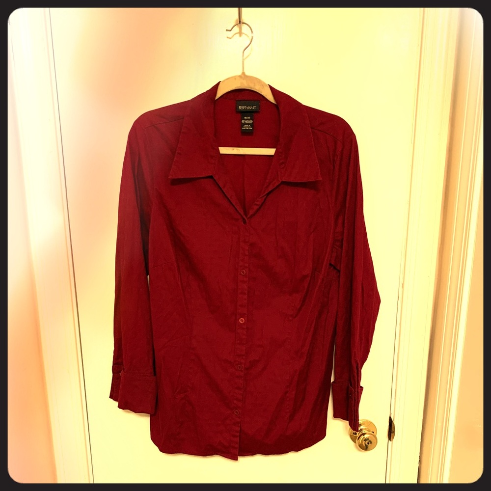 Lane Bryant dark red textured girlfriend blouse